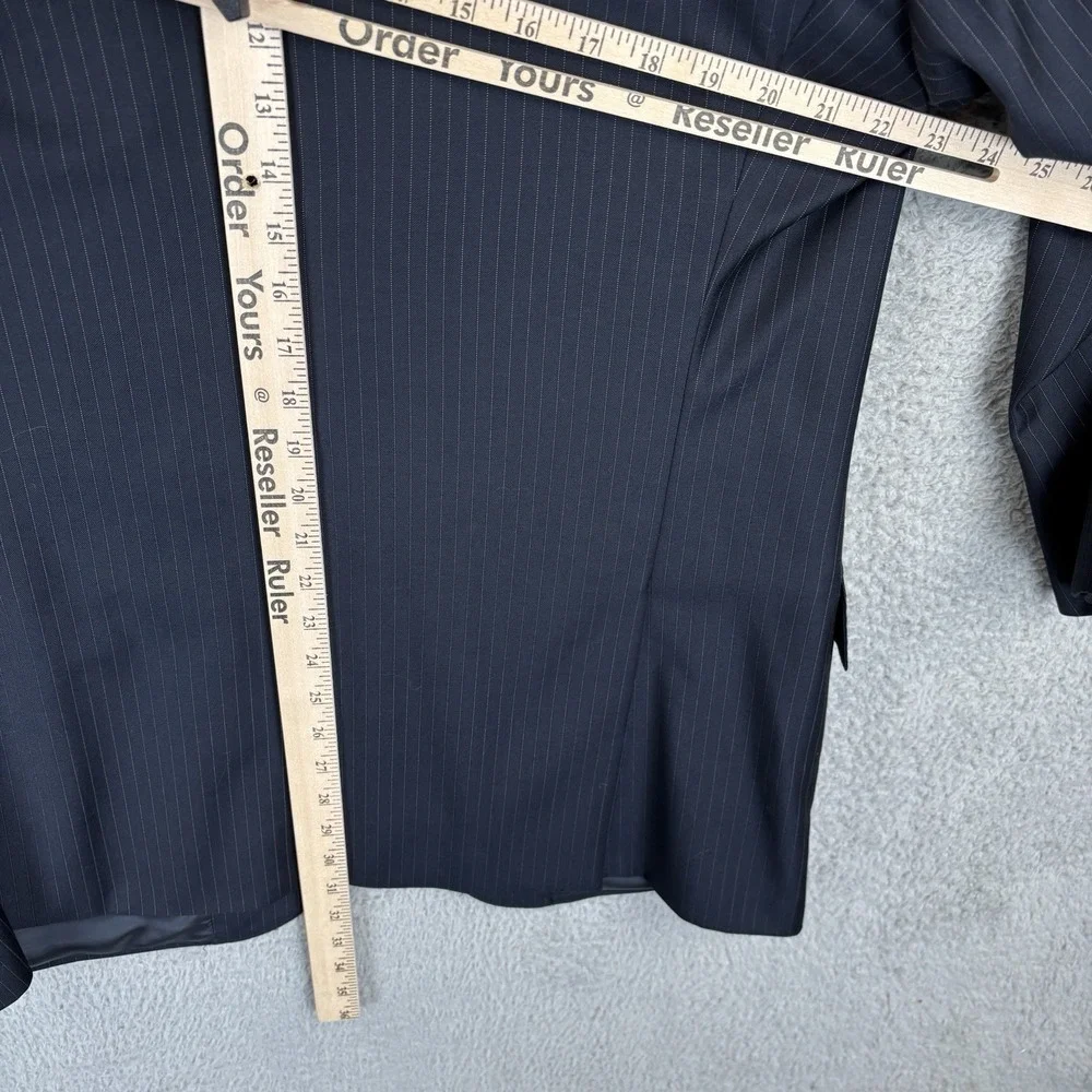 Vtg Polo Ralph Lauren 44R Blazer Navy Pinstripe 3‎ Button Wool Jacket Made Italy